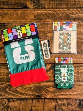 New Lot FIFA Official 2026 Mexico World Cup Goal Scarf Koozie Magnet Lincensed